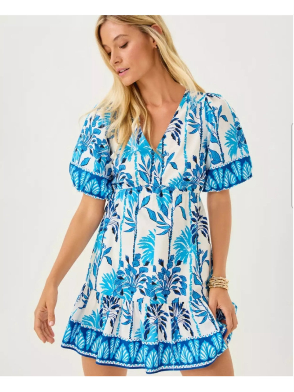 Lilly Pulitzer Kentlee Dress Puff sleeve Fit & Flare Dress Sz XS 2